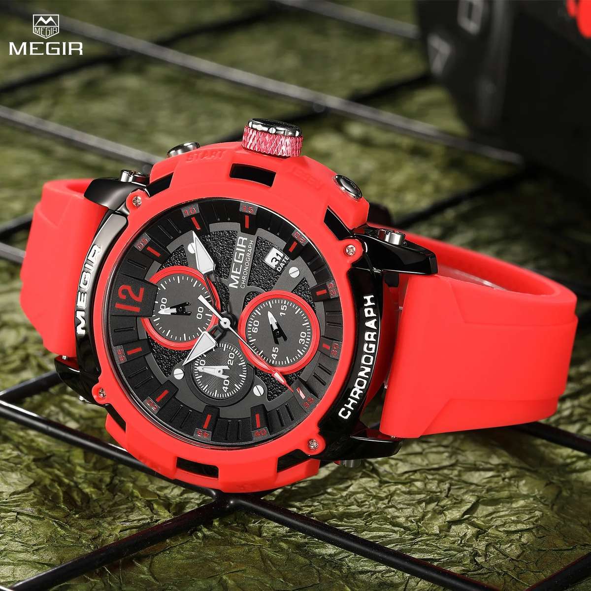 Megir Men`s Military Sport Chronograph Black Watch