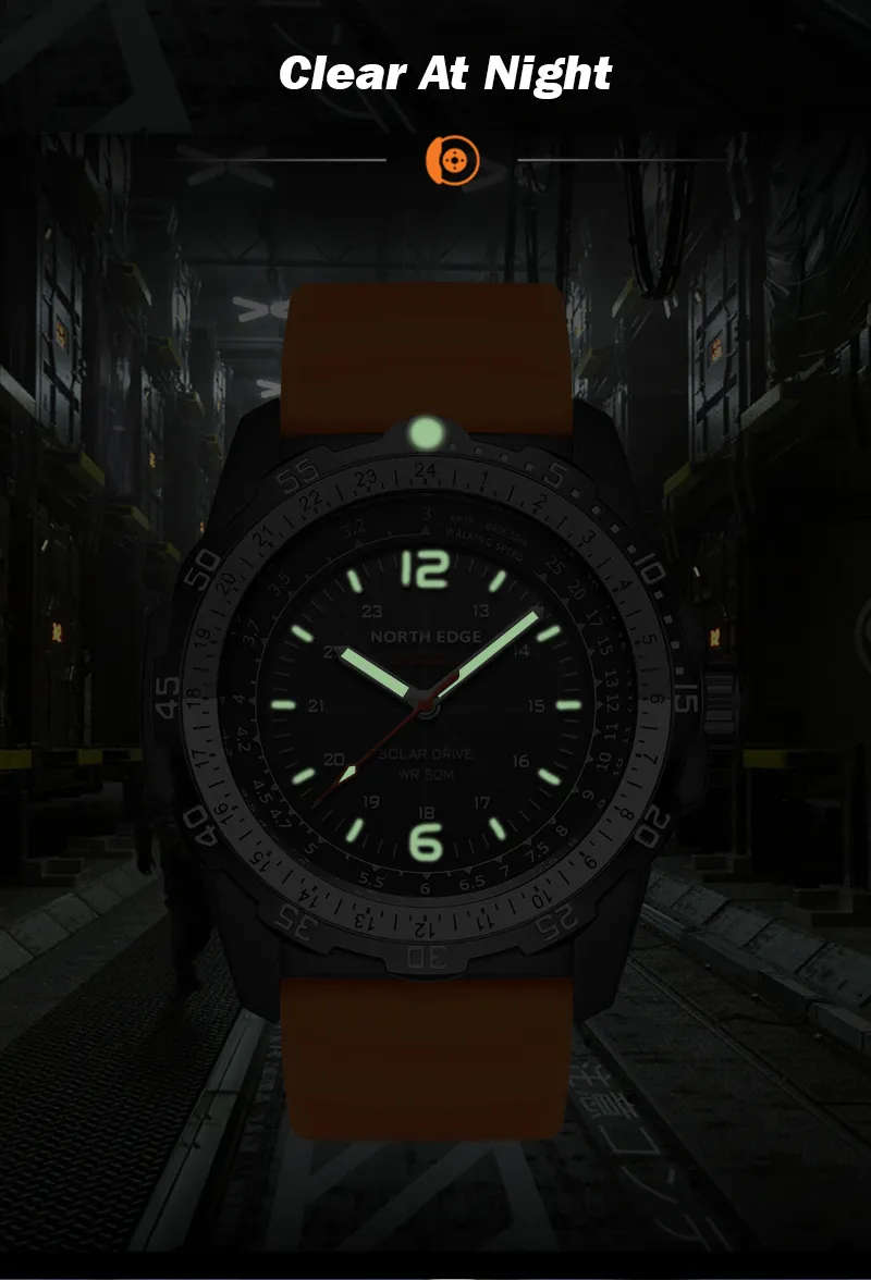 must look!! North Edge Evoque 2 Solar Drive Watch - Orange, Solar Powered