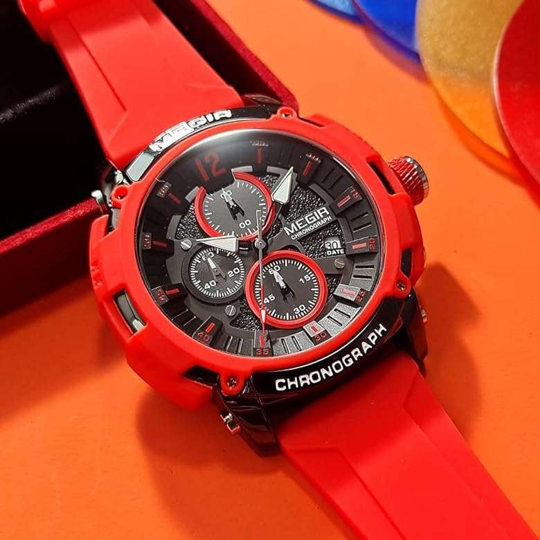 Megir Men`s Military Sport Chronograph Black Watch