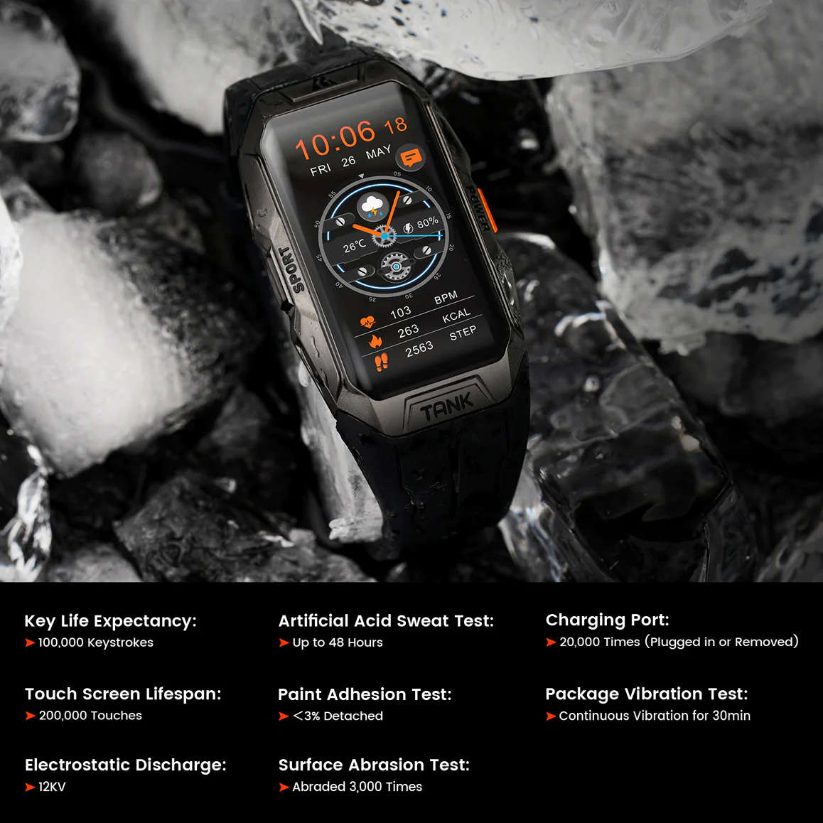 KOSPET TANK X1 Smart Watch | Smart Band SILVER / BLACK