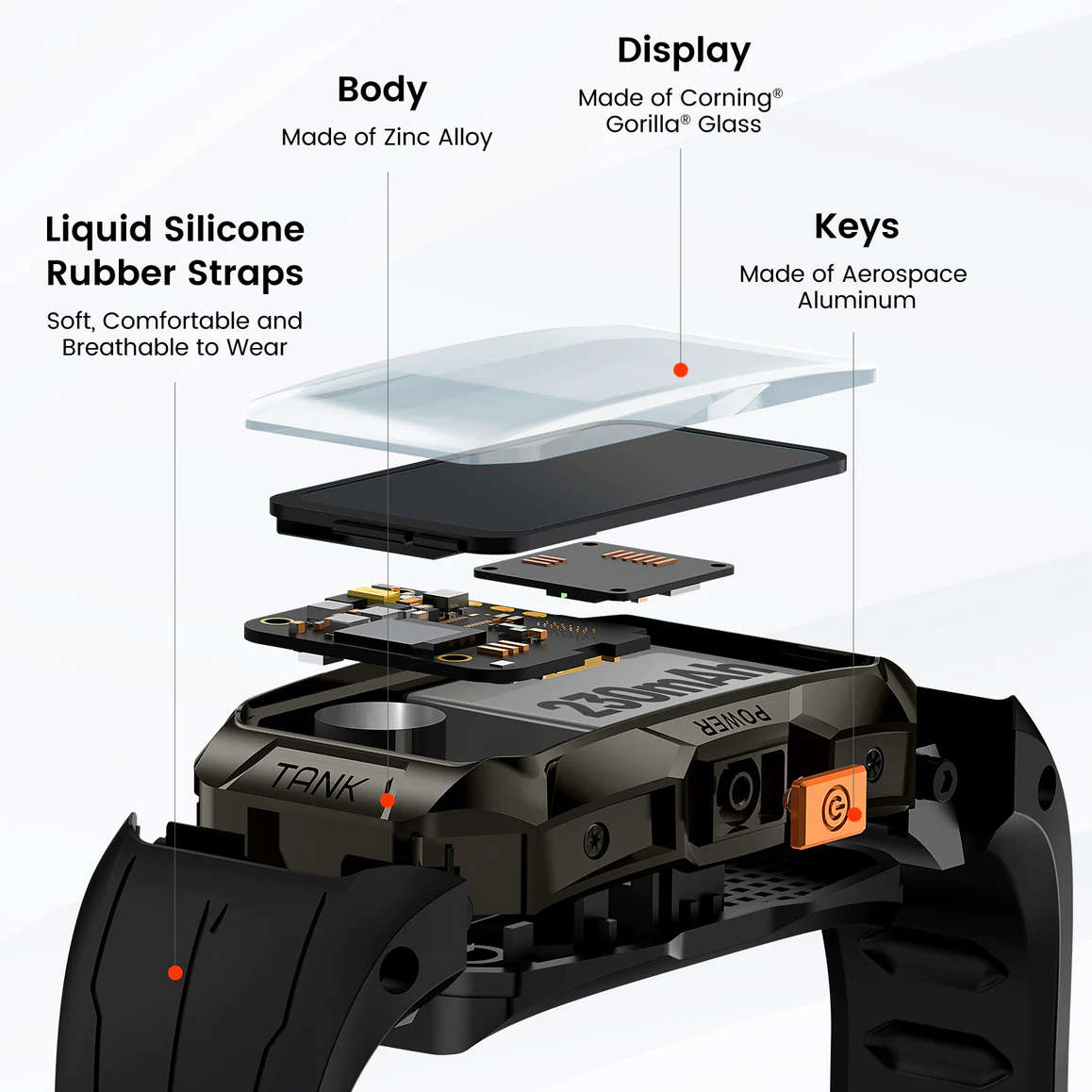 KOSPET TANK X1 Smart Watch | Smart Band SILVER / BLACK