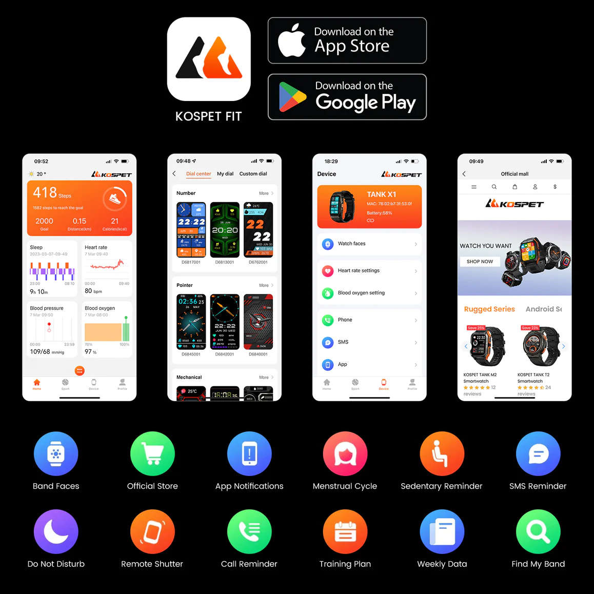 KOSPET TANK X1 Smart Watch | Smart Band SILVER / BLACK