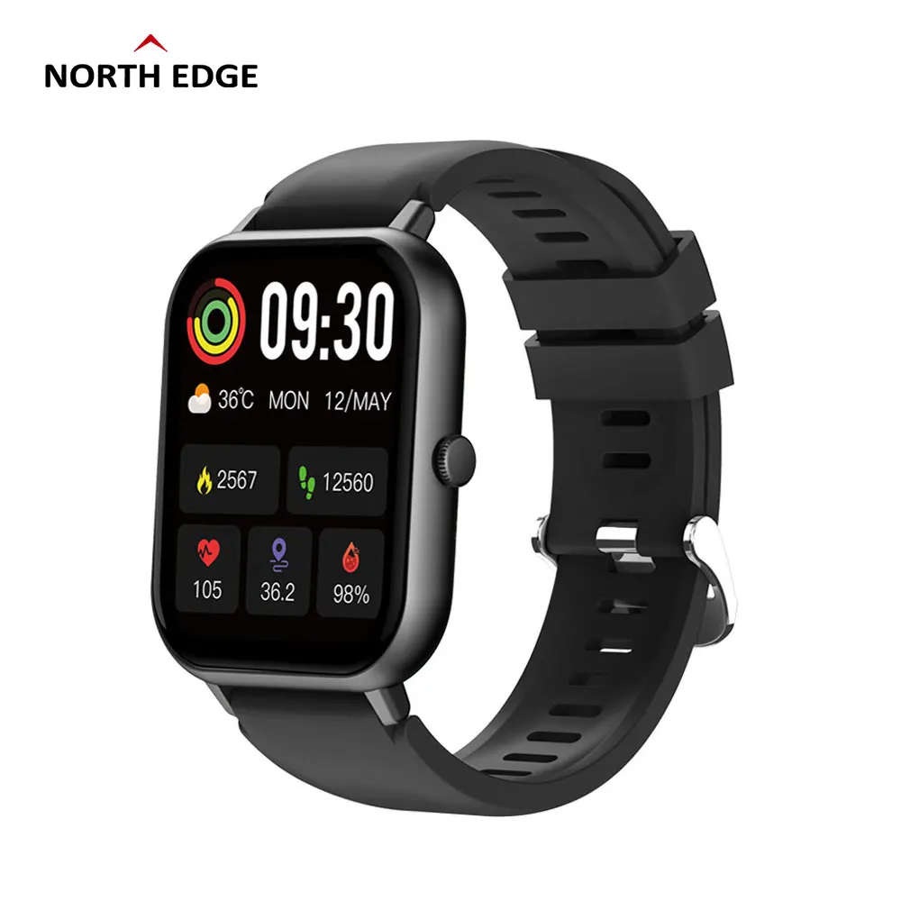 rrp: R2,500.00 NORTH EDGE Infinity Max Bluetooth Calling, BP, Sports Smart Watch Black