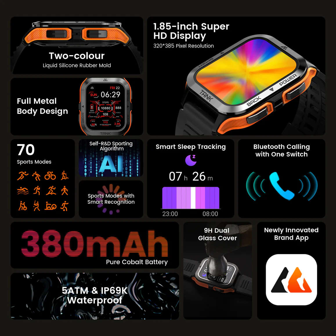 KOSPET TANK M2 Smart Watch BLACK