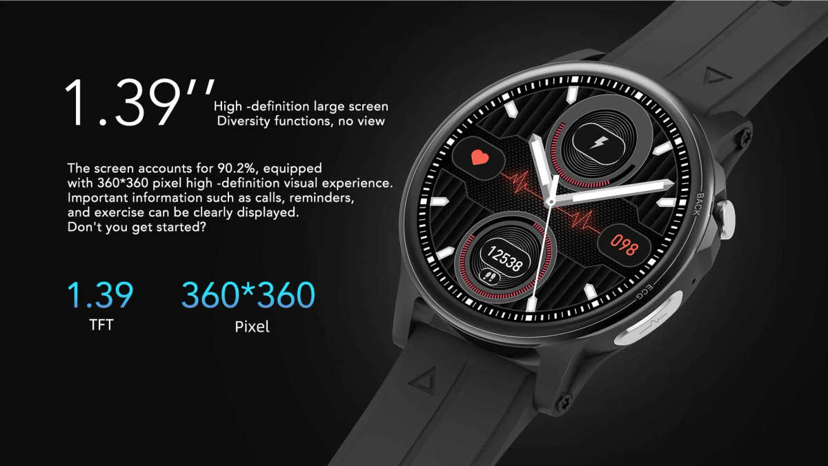 R1,900.00 NORTH EDGE Ultima Bluetooth ECG Glucose Smart Watch!! SLEEK BLACK