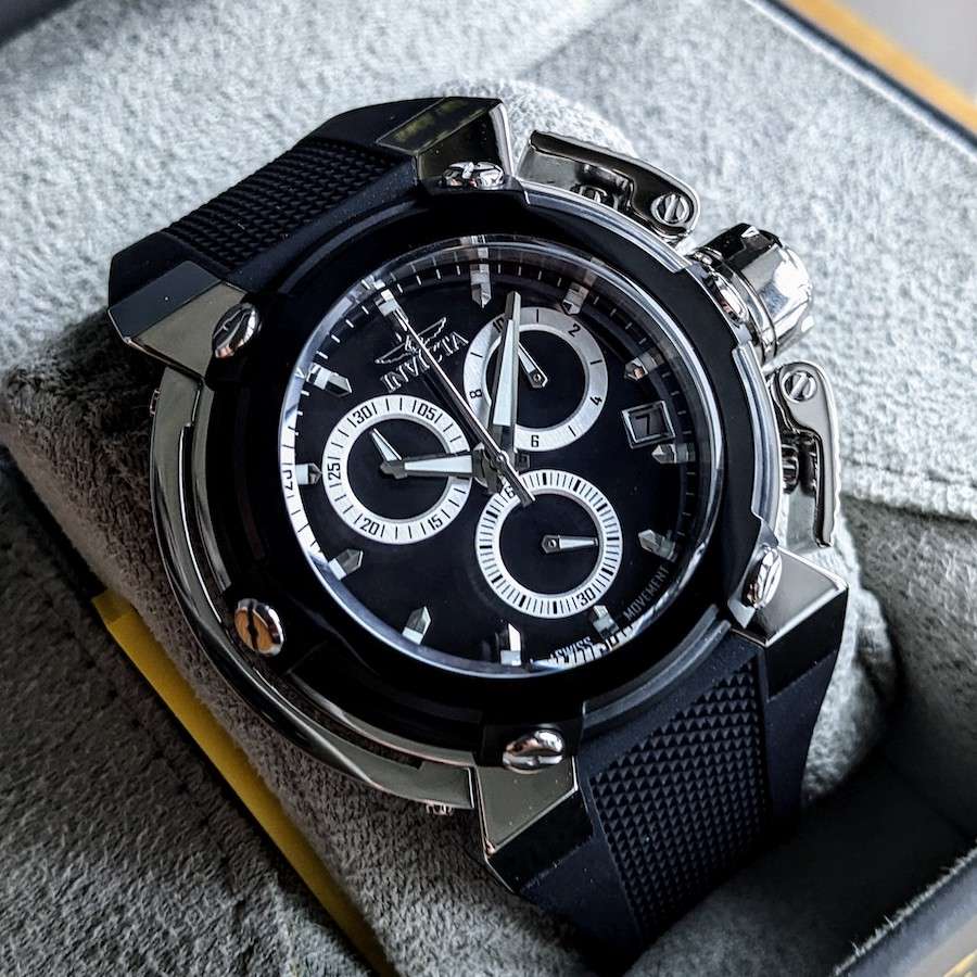 INVICTA Special Forces Ionic Black and Silicone Strap Chronograph Watch