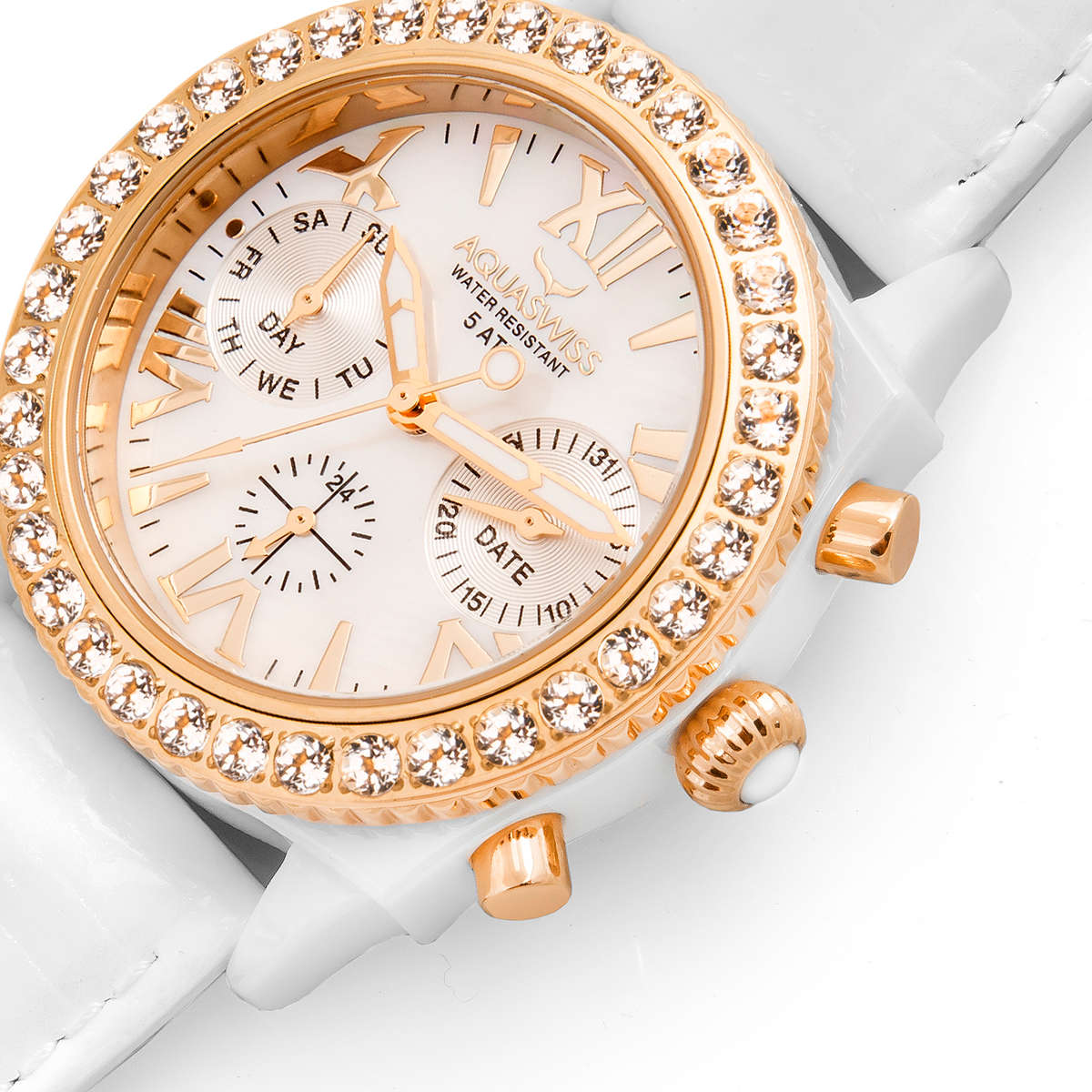 Read before bidding! AQUASWISS Women's 2.25ct Topaz Chrono Watch Brand new!