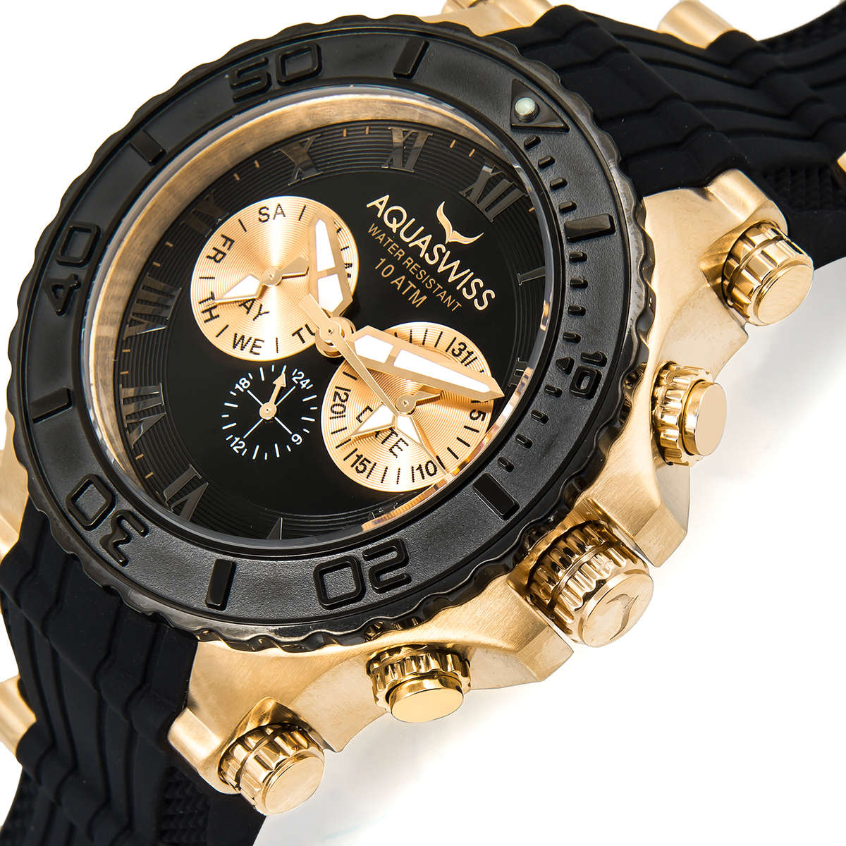 AQUASWISS Men's BOLT 5H THICK+HEAVY Swiss Chronograph Watch W/ BOX, PAPERS