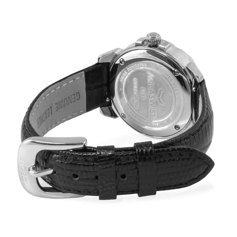 Reatil: R18,000.00 Dedia by Aquaswiss Women's Lilly with 16 Genuine Diamonds BLACK PEARL Watch