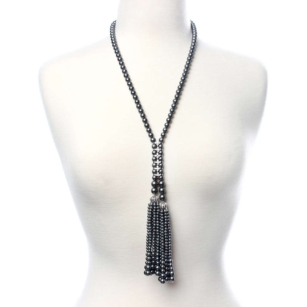 PEARLS!!!! Retail: R7,900.00 AMRITA NEW YORK Cubic Zirconia Pearl Necklace GREY Pearl