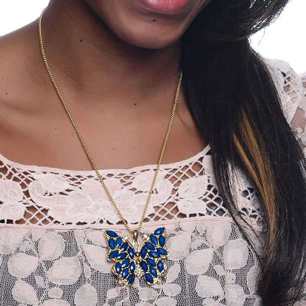HOT! Must see! Retail: R1400.00 AMRITA NEW YORK Hamptons Butterfly Necklace Blue Lapis