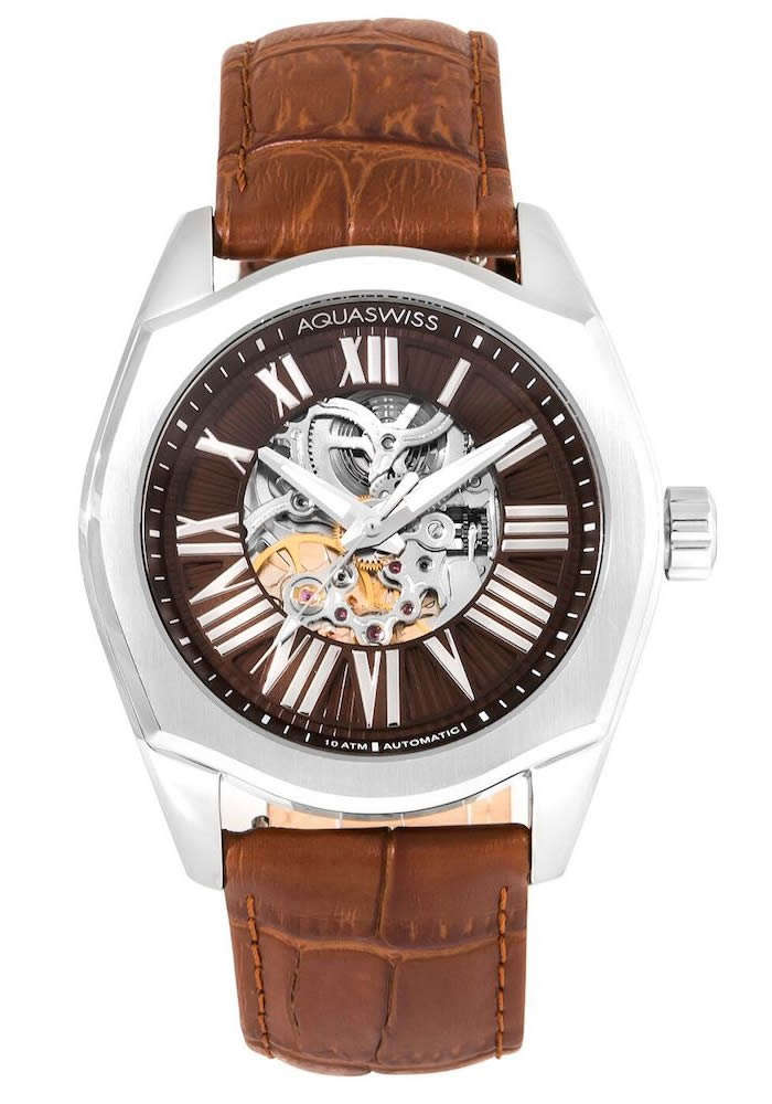 RRP: R15,000.00 Aquaswiss Men's "Legend Automatic" Brown Leather/Black Dial Watch  OFFICIAL