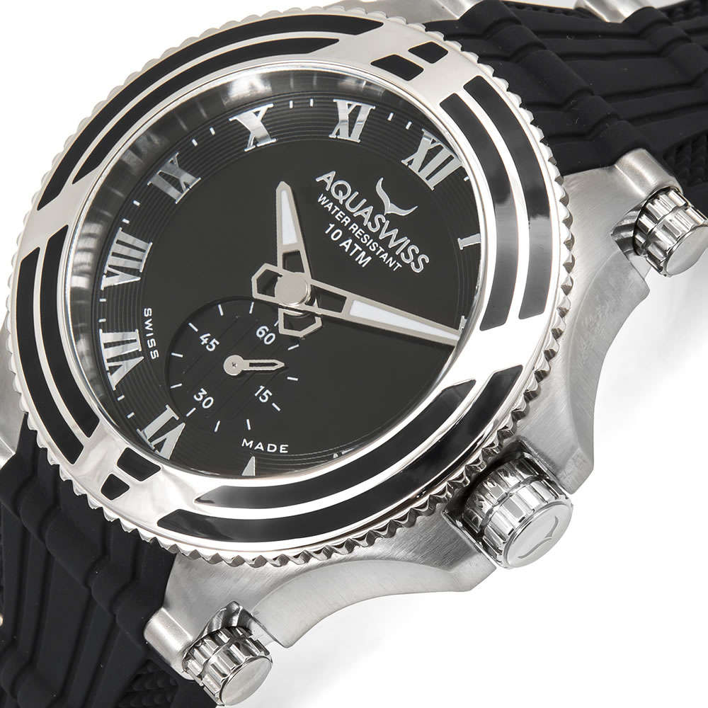 Retail: R12,999.00 Aquaswiss Women's Bolt M Black Silicone Band Watch BRAND NEW