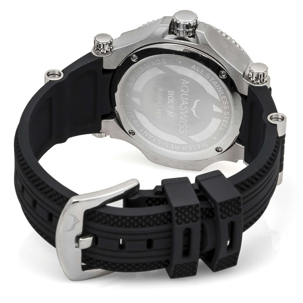 Retail: R12,999.00 Aquaswiss Women's Bolt M Black Silicone Band Watch BRAND NEW