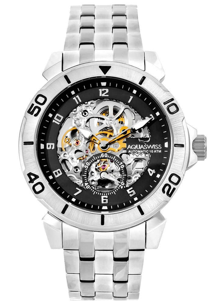 Retail: R15,000.00 Aquaswiss Men's Cog Suisse Automatic 43mm Watch with Steel Band