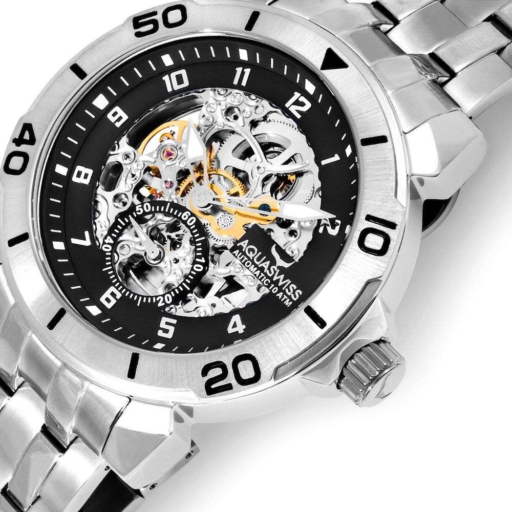 Retail: R15,000.00 Aquaswiss Men's Cog Suisse Automatic 43mm Watch with Steel Band