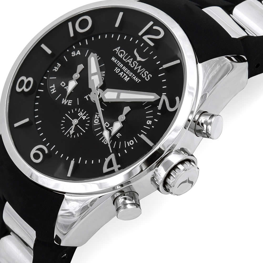 new RRP $1000 Aquaswiss Men's Trax 5H Dark Knight Chronograph Swiss Watch