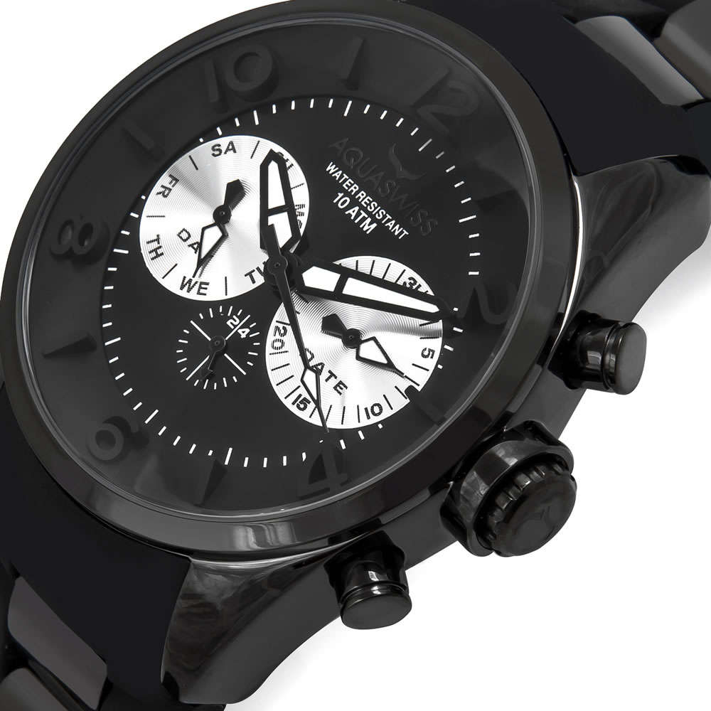 new RRP $1000 Aquaswiss Men's Trax 5H Dark Knight Chronograph Swiss Watch