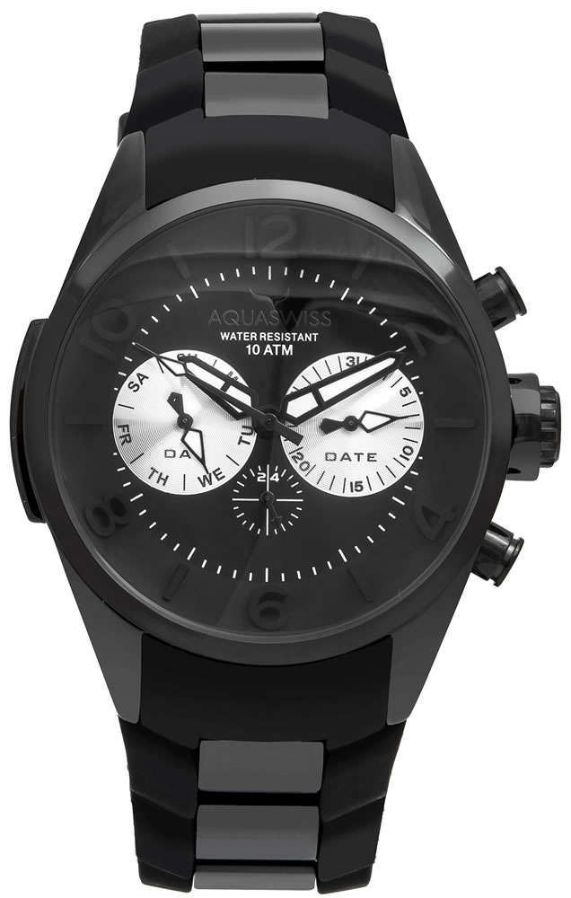 new RRP $1000 Aquaswiss Men's Trax 5H Dark Knight Chronograph Swiss Watch