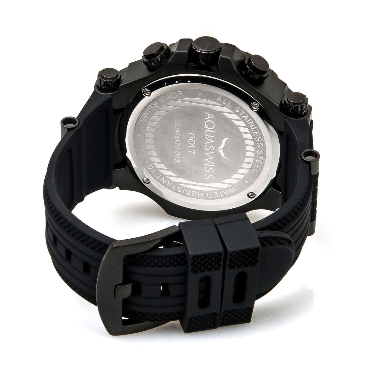 Brand NEW!! AQUASWISS Men's BOLT XG Black ION Edition Swiss Chronograph Watch W/ BOX AND PAPERS