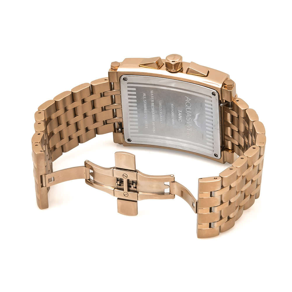 Retail: R21,600.00 Aquaswiss Mens Tanc XG 18k Rose Gold Plated THICK, HEAVY Chrono Watch