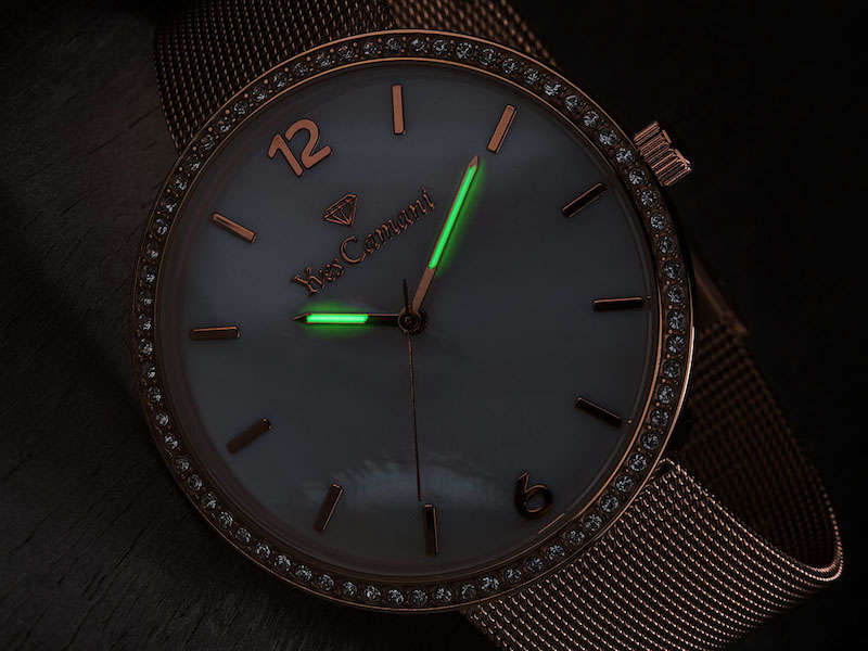 Yves Camani Women's Adorian 42mm Gold Plated Mother of Pearl and 70 Zirconia Watch BRAND NEW