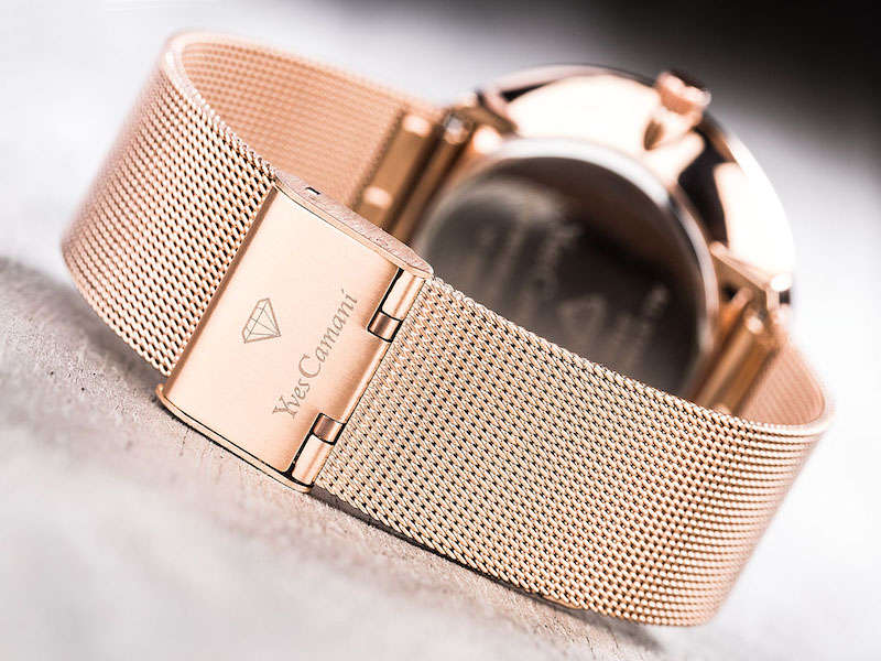 Yves Camani Women's Adorian 42mm Gold Plated Mother of Pearl and 70 Zirconia Watch BRAND NEW