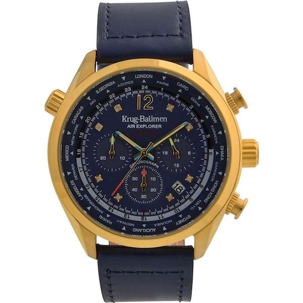 Retail: £775/ R13,000.00 Krug-Baumen Men's Air Explorer BLUE Diamond 500pcs Chronograph Watch