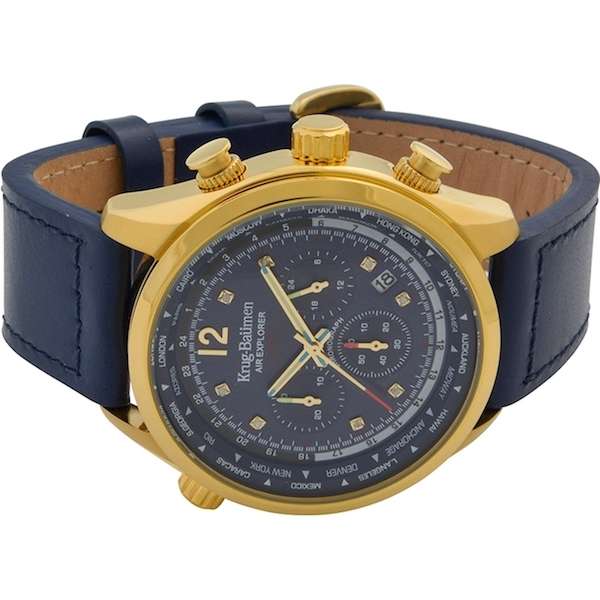 Retail: £775/ R13,000.00 Krug-Baumen Men's Air Explorer BLUE Diamond 500pcs Chronograph Watch