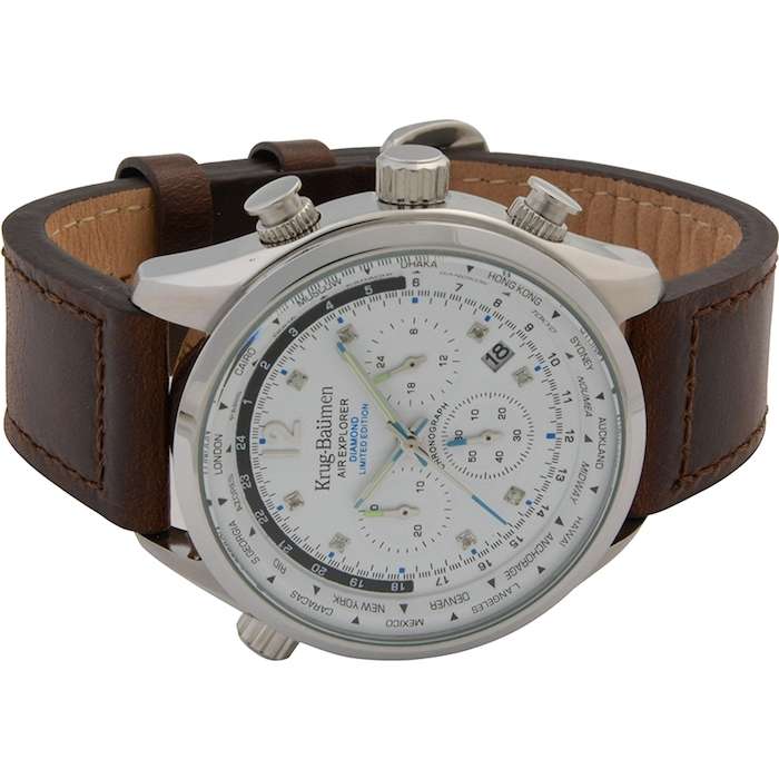 Retail: £775/ R13,000.00 Krug-Baumen Men's Air Explorer BROWN Diamond 500pcs Chronograph Watch