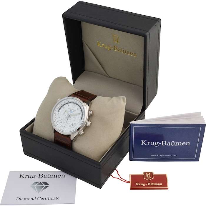 Retail: £775/ R13,000.00 Krug-Baumen Men's Air Explorer BROWN Diamond 500pcs Chronograph Watch