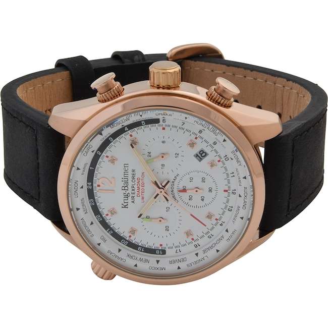 Retail: £775/ R13,000.00 Krug-Baumen Men's Air Explorer BROWN Diamond 500pcs Chronograph Watch