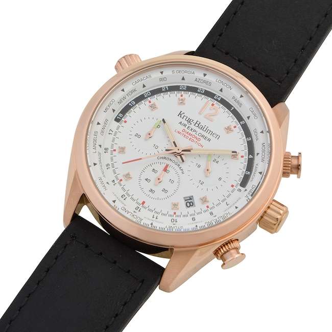 Retail: £775/ R13,000.00 Krug-Baumen Men's Air Explorer BROWN Diamond 500pcs Chronograph Watch