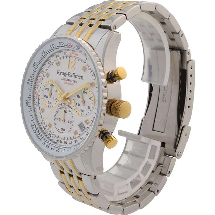 Retail: £775/ R13,000.00 Krug-Baumen Men's Air Traveller Two Tone Diamond Chronograph Watch