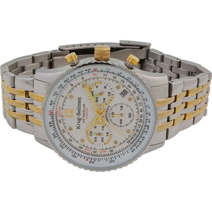Retail: £775/ R13,000.00 Krug-Baumen Men's Air Traveller Two Tone Diamond Chronograph Watch
