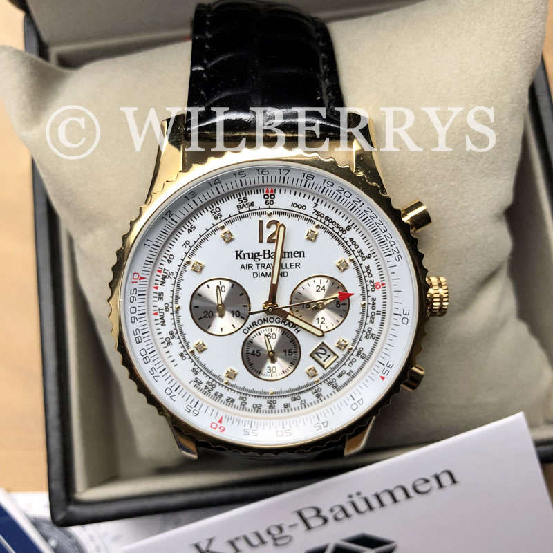 Retail: £870/ R14,975.00 Krug-Baumen Mens Air Traveller Diamond 46mm Watch