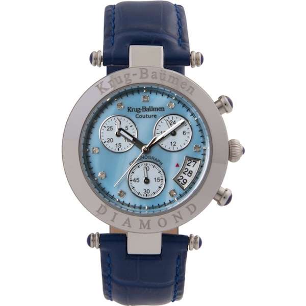 New RRP £675.00 British Pounds KRUG BAUMEN Women's Couture Diamond Blue Chronograph Watch