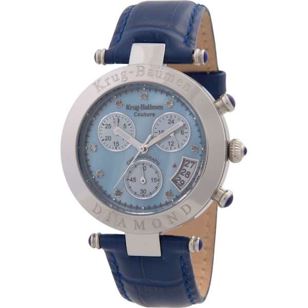New RRP £675.00 British Pounds KRUG BAUMEN Women's Couture Diamond Blue Chronograph Watch