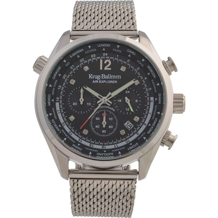 Retail: £775/ R13,000.00 Krug-Baumen Men's Air Explorer Diamond Limited to 500pcs Chronograph Watch