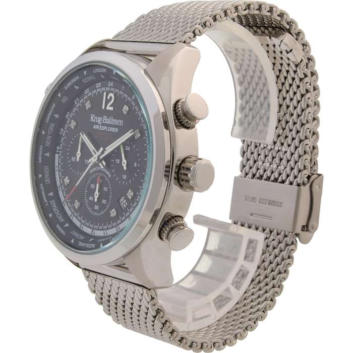 Retail: £775/ R13,000.00 Krug-Baumen Men's Air Explorer Diamond Limited to 500pcs Chronograph Watch