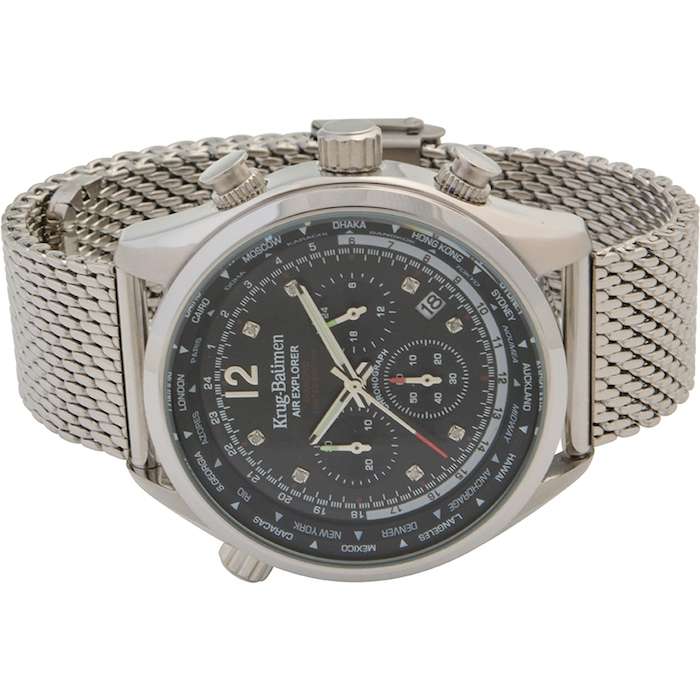 Retail: £775/ R13,000.00 Krug-Baumen Men's Air Explorer Diamond Limited to 500pcs Chronograph Watch