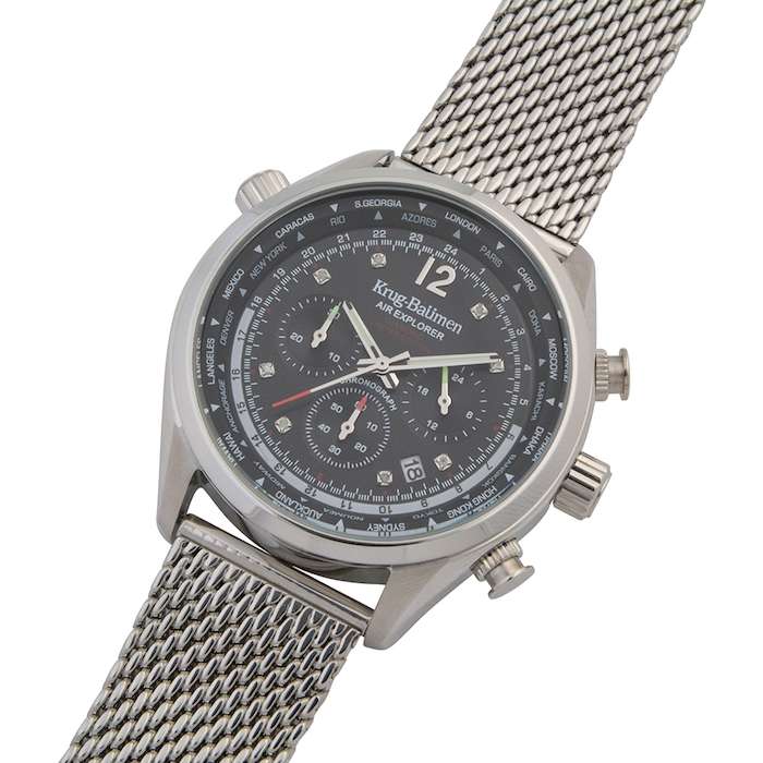 Retail: £775/ R13,000.00 Krug-Baumen Men's Air Explorer Diamond Limited to 500pcs Chronograph Watch