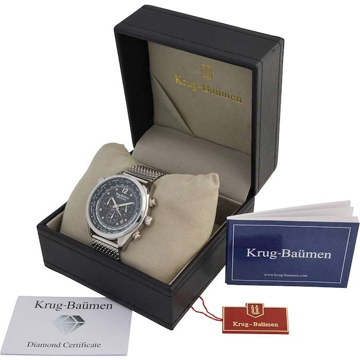 Retail: £775/ R13,000.00 Krug-Baumen Men's Air Explorer Diamond Limited to 500pcs Chronograph Watch