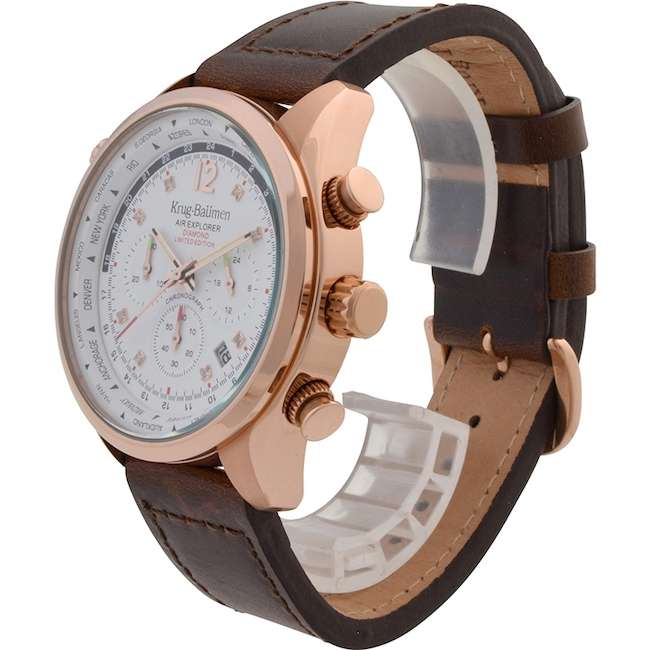 Retail: £775/ R13,000.00 Krug-Baumen Men's Air Explorer BROWN Diamond 500pcs Chronograph Watch
