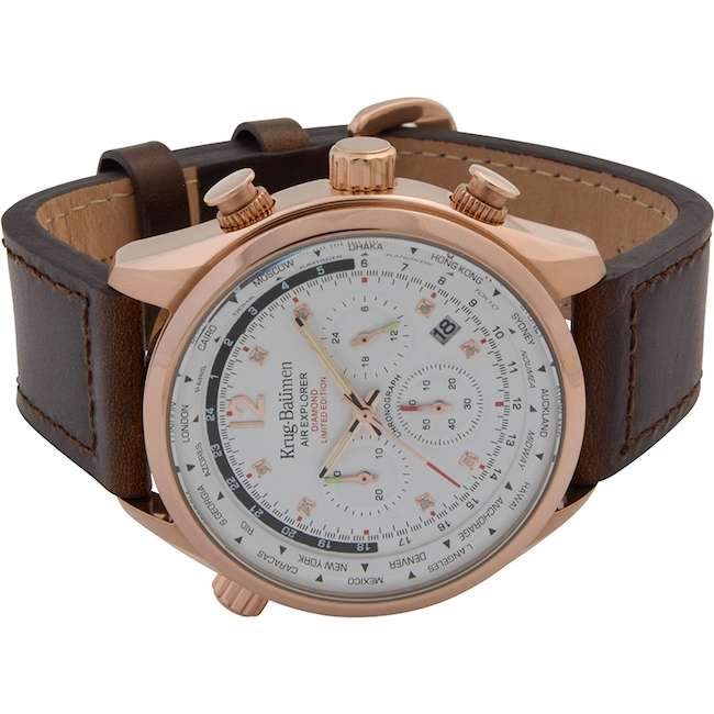 Retail: £775/ R13,000.00 Krug-Baumen Men's Air Explorer BROWN Diamond 500pcs Chronograph Watch