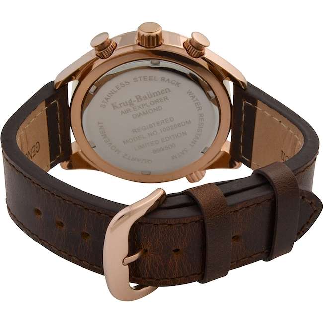 Retail: £775/ R13,000.00 Krug-Baumen Men's Air Explorer BROWN Diamond 500pcs Chronograph Watch