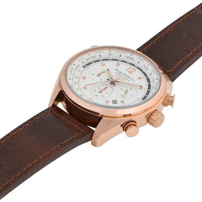 Retail: £775/ R13,000.00 Krug-Baumen Men's Air Explorer BROWN Diamond 500pcs Chronograph Watch