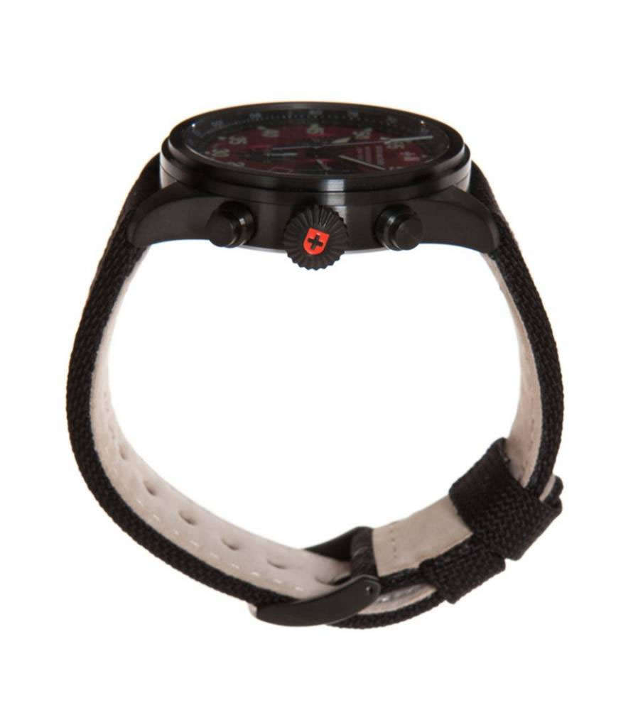 Retail: R15,000.00 CX Swiss Military Men's Hawk Nero BLACK NERO Chronograph with Canvas Strap