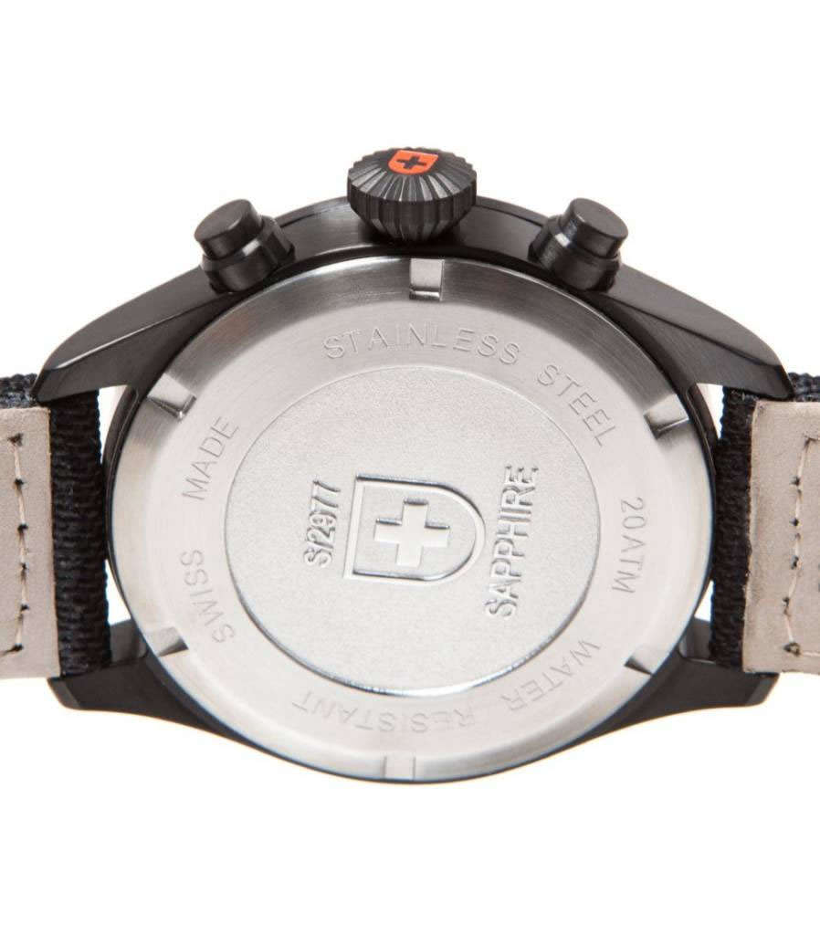 Retail: R15,000.00 CX Swiss Military Men's Hawk Nero BLACK NERO Chronograph with Canvas Strap