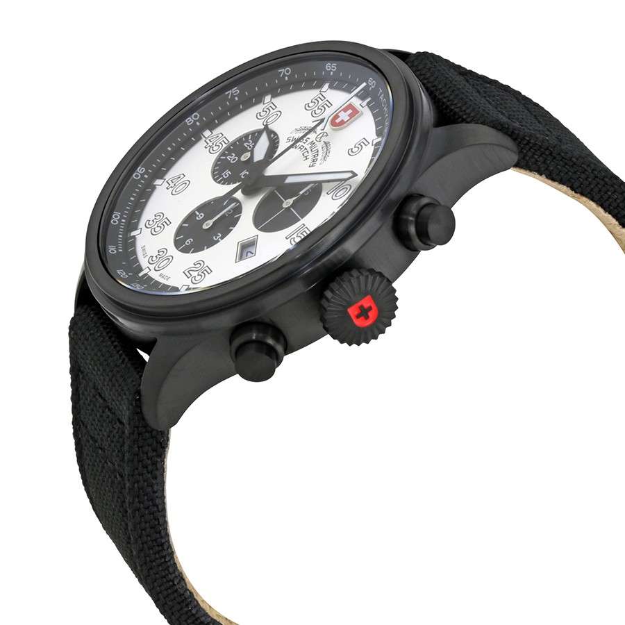 Retail: R15,000.00 CX Swiss Military Men's Hawk Nero BLACK NERO Chronograph with Canvas Strap